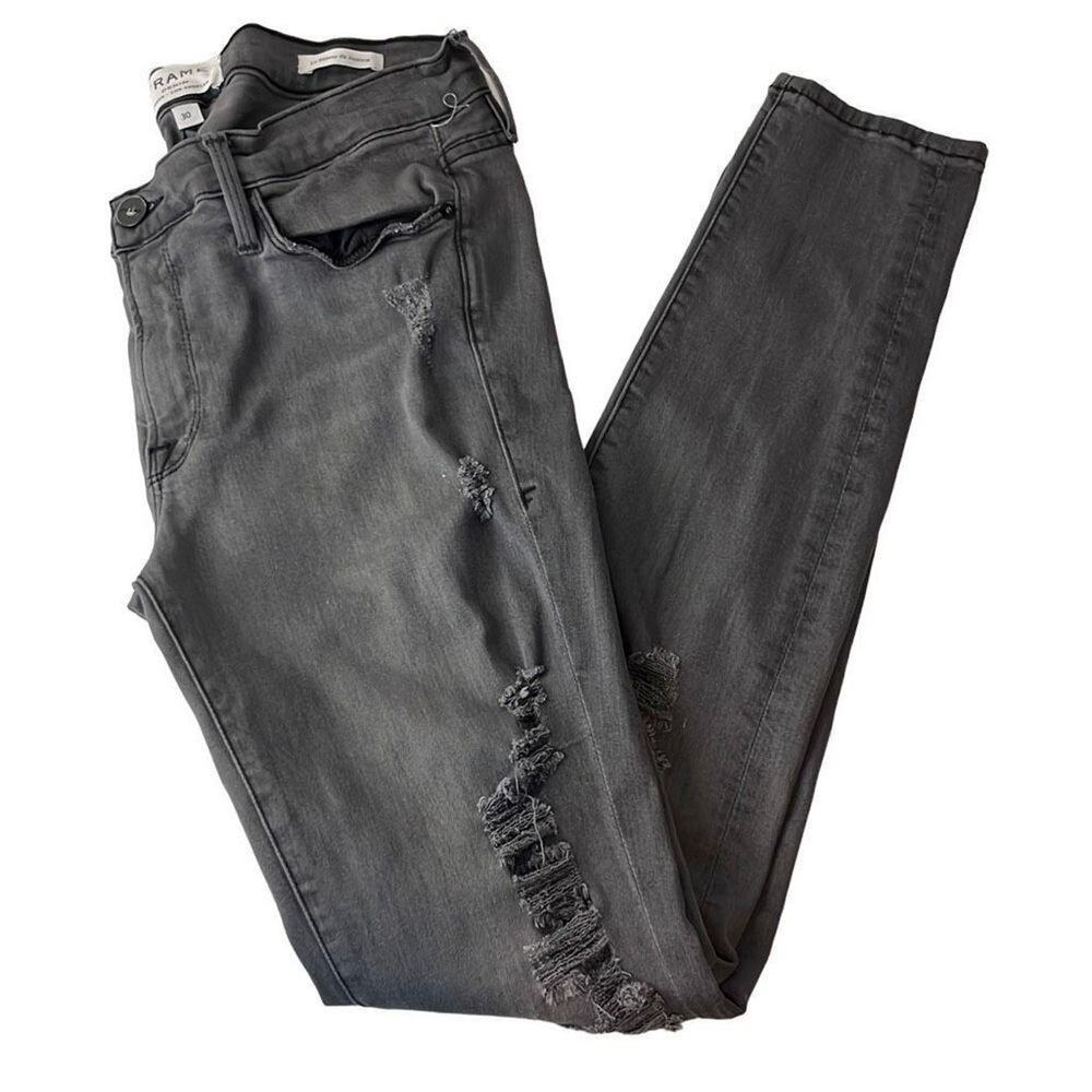 FRAME womens Le skinny jeans grey distressed sz 30 stretch jeans normcore grunge